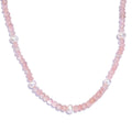 Galilea Rose Quartz and Pearl Beaded 66.00 ctw Necklace 20 Inches in Rhodium Over Sterling Silver - Sticky add to cart bar