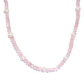 Galilea Rose Quartz and Pearl Beaded 60.00 ctw Necklace 20 Inches in Rhodium Over Sterling Silver - Sticky add to cart bar