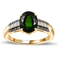 Luxoro AAA Chrome Diopside, Natural Champagne and White Diamond I2 2.90 ctw Bridge Ring in 10K Yellow Gold (Del. in 8-10 Days) - Sticky add to cart bar