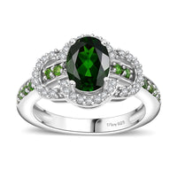 Chrome Diopside and White Zircon 2.00 ctw Ring in Rhodium Over Sterling Silver (Size 10.0)