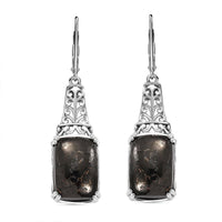 Karis Matrix Silver Shungite 9.35 ctw Lever Back Earrings in Platinum Bond