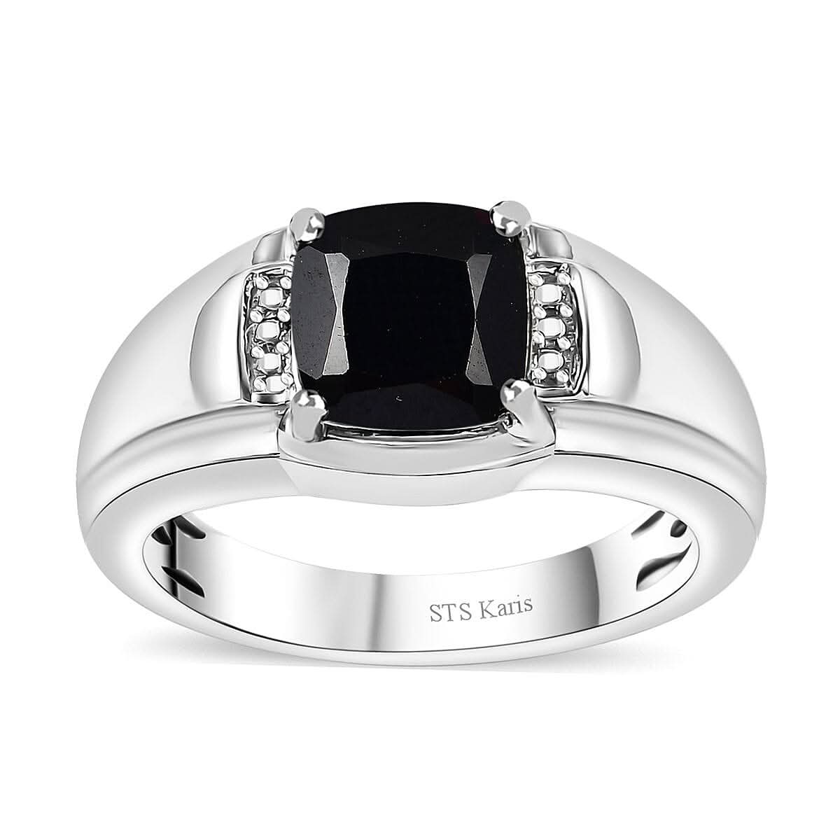 Karis Thai Black Spinel Men's Ring in Platinum Bond (Size 10.0) 3.00 ctw