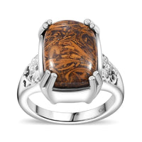 Script Stone Solitaire Ring in Platinum Over Copper with Magnet (Size 10.0) 5.50 ctw