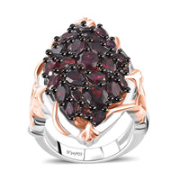 Premium Anthill Garnet 5.60 ctw Crimson Vine Flame Ring in Vermeil RG and Rhodium Over Sterling Silver