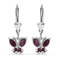 Premium Anthill Garnet 1.00 ctw Butterfly Earrings in Rhodium Over Sterling Silver - Sticky add to cart bar