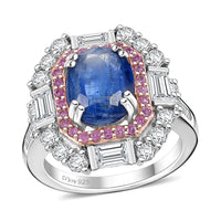 Kashmir Kyanite and Multi Gemstone 5.90 ctw Royal Elegance Ring in Rhodium Over Sterling Silver