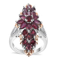 Anthill Garnet, White Zircon Elongated Ring in Vermeil RG and Rhodium Over Sterling Silver (Size 10.0) 4.65 ctw - Sticky add to cart bar