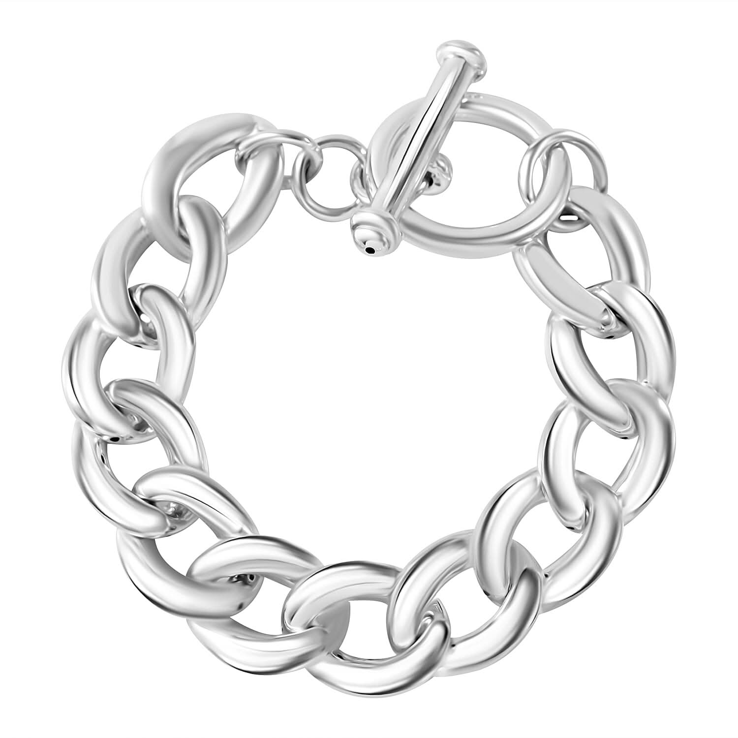 Sterling Silver Curb Toggle Clasp Bracelet (7.25 In) 14.91 Grams