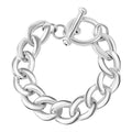 Sterling Silver Curb Toggle Clasp Bracelet (7.25 In) 14.91 Grams - Sticky add to cart bar