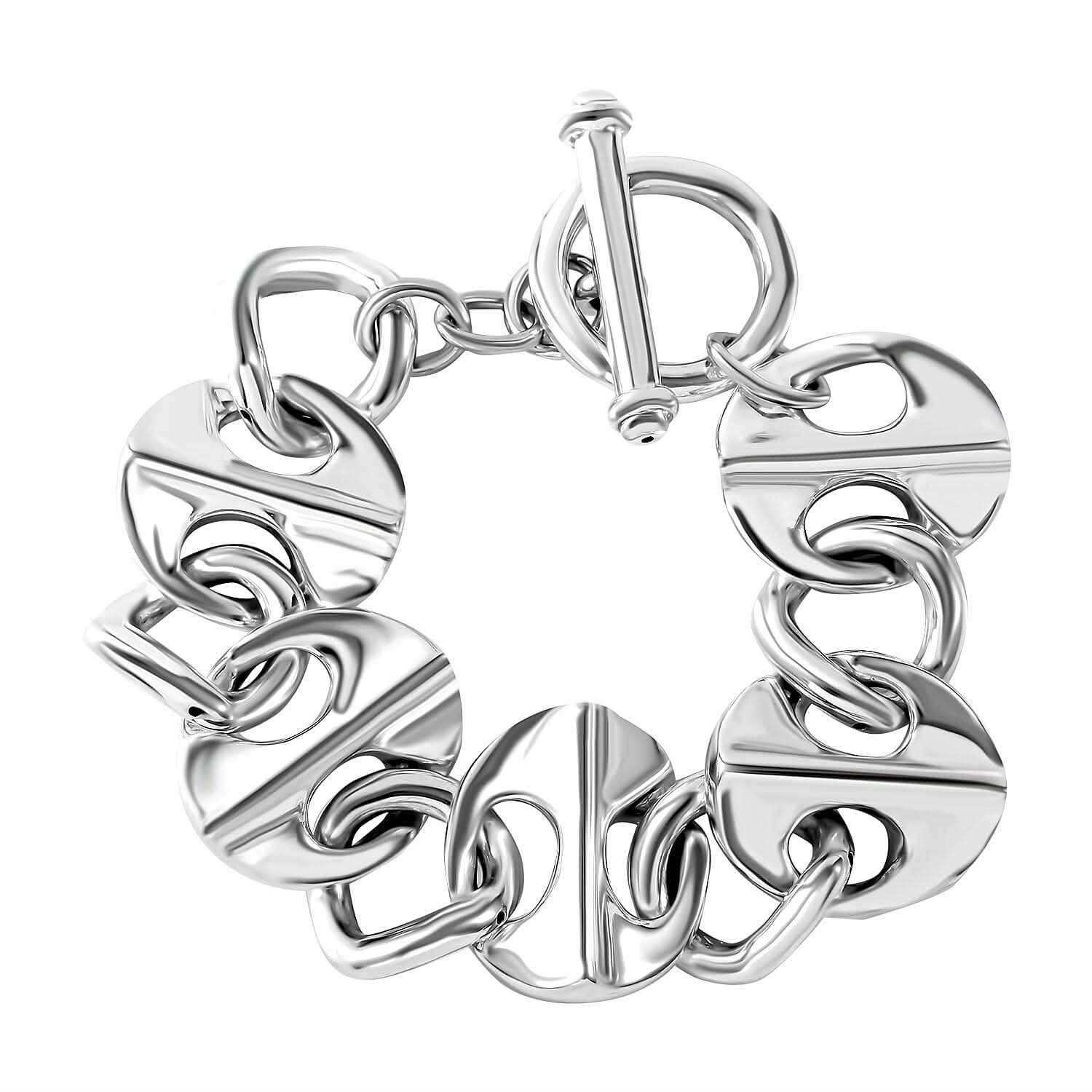 Sterling Silver Toggle Clasp Bracelet (7.25 In) 24.55 Grams