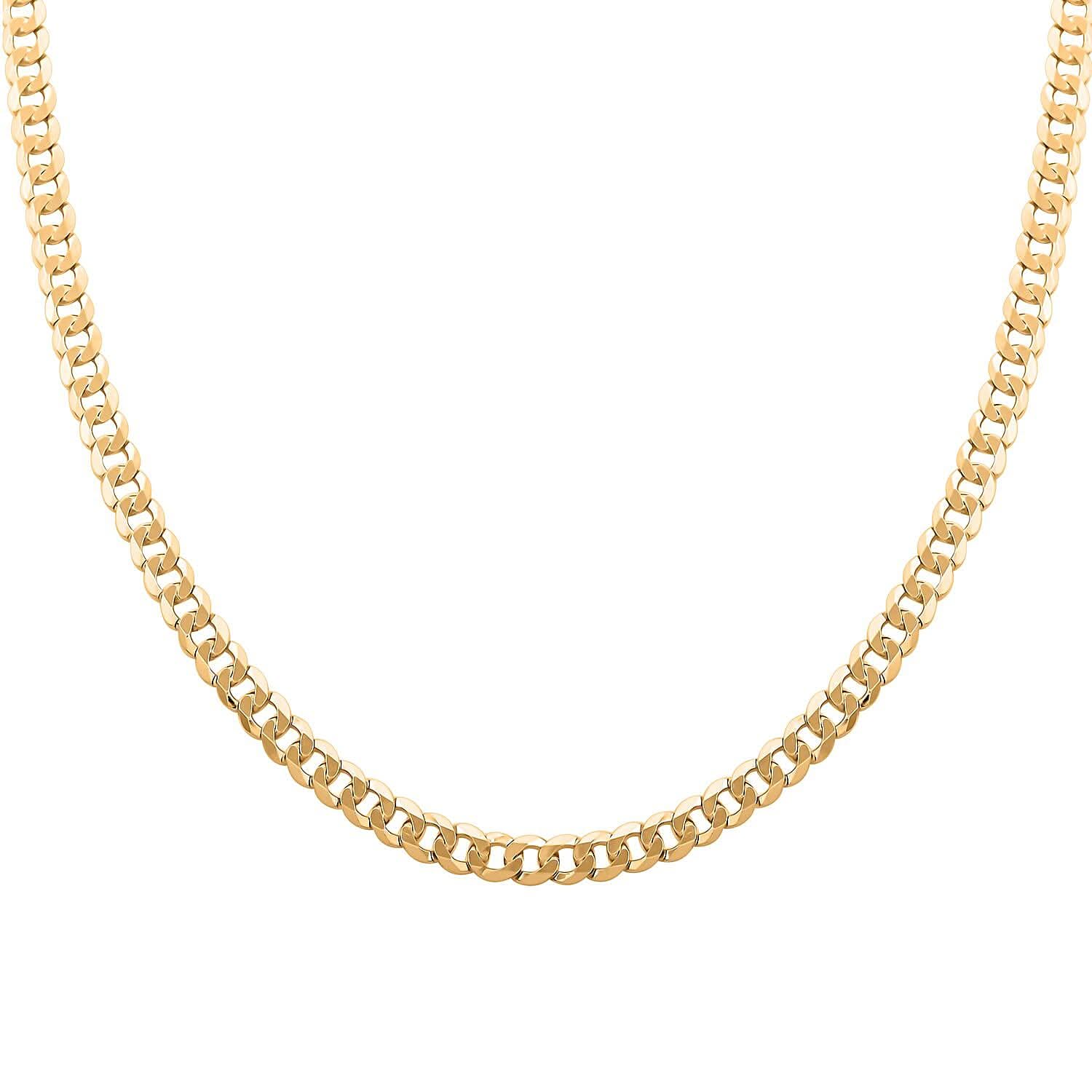Flat Curb Necklace in 14K Yellow Gold Over Sterling Silver 24 Inches 20.5 Grams