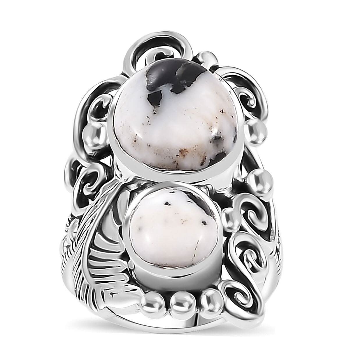 Doorbuster Artisan Crafted White Buffalo Ring in Sterling Silver (Size 7.0) 8.80 ctw