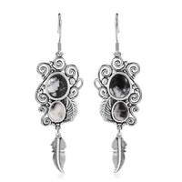 Doorbuster White Buffalo Earrings in Black Oxidized Sterling Silver 9.35 ctw