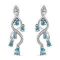 D'Joy Premium Betroka Blue and Lagoon Apatite and White Zircon 2.35 ctw Chandelier Earrings in Rhodium Over Sterling Silver - Sticky add to cart bar