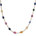 Multi Sapphire 45.00 ctw Necklace in 18K Vermeil Yellow Gold Over Sterling Silver 24 Inches - Sticky add to cart bar