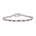 Premium Montepuez Ruby and Moissanite 6.35 ctw Bracelet in Rhodium Over Sterling Silver (7.25 In) - Sticky add to cart bar