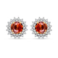 Certified & Appraised Luxoro AAA Songea Sapphire and G-H I2 Diamond 2.20 ctw Sunburst Stud Earrings in 14K Yellow Gold - Sticky add to cart bar