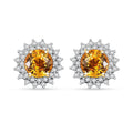 Certified & Appraised Luxoro 14K Yellow Gold AAA Madagascar Yellow Sapphire, Diamond (G-H, I2) (0.41 cts) Sunburst Stud Earrings 2.23 ctw - Sticky add to cart bar