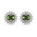 Certified & Appraised Luxoro AAA Green Sapphire and G-H I2 Diamond 2.20 ctw Sunburst Stud Earrings in 14K Yellow Gold - Sticky add to cart bar