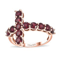 Premium Anthill Garnet Cross Ring in 18K Vermeil RG Over Sterling Silver (Size 7.0) 1.85 ctw - Sticky add to cart bar