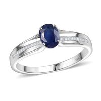 Luxoro Premium Kanchanaburi Blue Sapphire and G-H I1 Diamond Ring in 14K White Gold (Size 10.0) 4 Grams 1.20 ctw