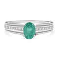 Luxoro Premium Kagem Zambian Emerald and G-H I1 Diamond Ring in 14K White Gold (Size 10.0) 4 Grams 1.00 ctw - Sticky add to cart bar