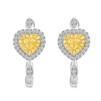 Modani Natural Yellow and White Diamond 0.65 ctw Earrings in 14K White and Yellow Gold