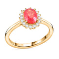 Certified and Appraised Luxoro AAA Songea Sapphire and G-H I2 Diamond 1.75 ctw Sunburst Ring in 14K Yellow Gold - Sticky add to cart bar