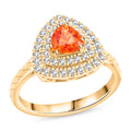 Luxoro AAA Songea Sapphire and G-H I2 Diamond 1.50 ctw Double Halo Ring in 14K Yellow Gold 5.25 Grams - Sticky add to cart bar