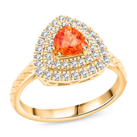 Luxoro AAA Songea Sapphire and G-H I2 Diamond 1.50 ctw Double Halo Ring in 14K Yellow Gold 5.25 Grams