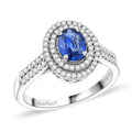 Labour Day Doorbuster Deal Certified & Appraised Rhapsody 950 Platinum AAAA Ceylon Blue Sapphire, Diamond (E-F, VS) (0.34 cts) Ring (Size 10.0) (5.15 g) (Del. in 15-20 Days) 1.40 ctw - Sticky add to cart bar