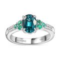 Epic Deal Luxoro 14K White Gold AAA Monte Belo Indicolite, Premium Boyaca Colombian Emerald, Diamond (I2) Ocean Garden Ring (Size 7.0) 1.60 ctw - Sticky add to cart bar