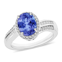 Luxoro Premium Tanzanite and G-H I1 Diamond 2.28 ctw Ring in 14K White Gold