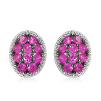 D'Joy Premium Mozambique Pink Sapphire 2.20 ctw Blooming Earrings in Rhodium Over Sterling Silver