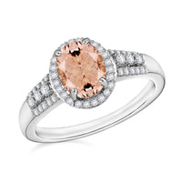 Luxoro Premium Pink Morganite and G-H I1 Diamond 2.16 ctw Ring in 14K White Gold