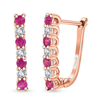 Premium Mozambique Pink Sapphire and Moissanite 1.25 ctw Latch Back Earrings in 18K Vermeil Rose Gold Over Sterling Silver