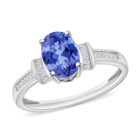 Luxoro Premium Tanzanite and G-H I1 Diamond Ring in 14K White Gold (Size 10.0) 1.50 ctw