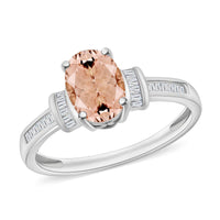 Luxoro Premium Marropino Morganite and G-H I1 Diamond 1.50 ctw Ring in 14K White Gold
