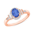 Kanchanaburi Blue Sapphire and Diamond Ring in 18K Rose Gold Over Sterling Silver (Size 10.5) 1.19 ctw - Sticky add to cart bar