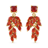 Mexican Cherry Fire Opal 1.70 ctw Scarlet Cascade Earrings in 18K Vermeil Yellow Gold Over Sterling Silver