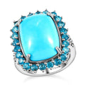 DOORBUSTER Natural Arizona Sleeping Beauty Turquoise and Malgache Neon Apatite Ring in Platinum Over Sterling Silver (Size 10.0) 12.25 ctw - Sticky add to cart bar