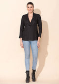 TAMSY Black Rayon Moss Kaftan Top -L - Sticky add to cart bar