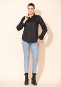 TAMSY Black Rayon Twill Top -L - Sticky add to cart bar