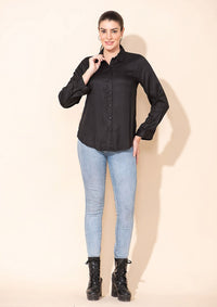 TAMSY Black Rayon Twill Top -L