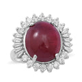 DOORBUSTER Premium African Ruby, Natural White Zircon Cocktail Ring in Platinum Over Sterling Silver (Size 5.0) 19.60 ctw - Sticky add to cart bar