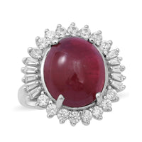 DOORBUSTER Premium African Ruby, Natural White Zircon Cocktail Ring in Platinum Over Sterling Silver (Size 5.0) 19.60 ctw