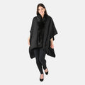 NYC CLOSEOUT Designer Inspired Black Faux Mink Ruana - Sticky add to cart bar