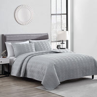 The Nesting Company- Willow 3 Piece Queen Quilt Set Gray