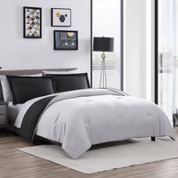 The Nesting Company- Chestnut Reversible 7 Piece bed in a bag Comforter Set Queen Black & Gray