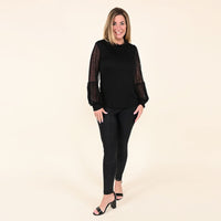 TAMSY Black Lace Long Sleeve Blouse - L
